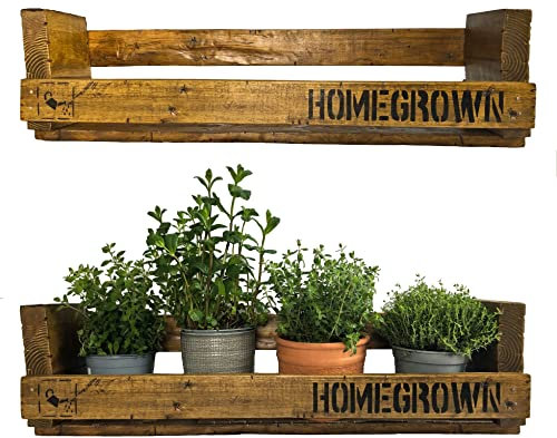  Homegrown  Palettenregal BxHxT 8ox22x19cm (Stellfläche 72x15cm) Kräuterbar Spicebar Gewürzregal Selbstversorger Gewürzbar upcycling Holzregal Küchenregal Wandbar