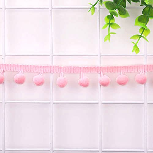 Duories 5 Yards 12mm Pompons Borte zum Basteln,Dekoband Mit Bommeln Bälle Pom Poms Fransenborte Zierband Dekoborte Nähzubehör für DIY Basteln Apparel Kleidung,Kostüme,Nähen,Dekoration,Rosa