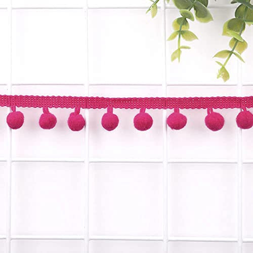 5 Yards 12mm Pompons Borte zum Basteln,Dekoband Mit Bommeln Bälle Pom Poms Fransenborte Zierband Dekoborte Nähzubehör für DIY Basteln Apparel Kleidung,Kostüme,Nähen,Dekoration,Rose