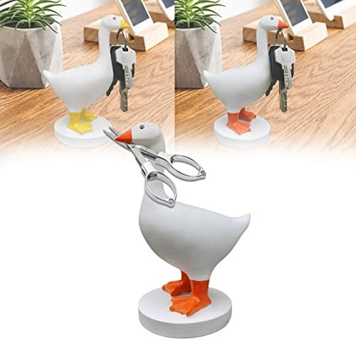 Siluyado Magnetischer Gans Schlüsselhalter, Tier Magnetischer Schlüsselhalter, Magnetische Gänsestatue für Schlüsselanhänger, für Schlüssel Brille Glocken,Orange Ente