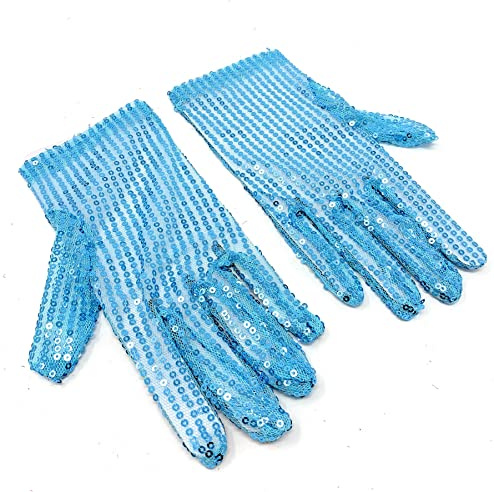 Damen-Kostümhandschuhe aus Polyester mit Pailletten, 22 cm Radius