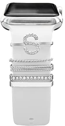 5 PZ Charms per Cinturino Apple Watch 40mm 44 mm 41 mm 45mm 38mm 42 mm Uomo/Donna, Ciondoli Anello Decorativo Gioielleria per iWatch serie 3 4 5 6 7 8 se Cinturini Sport Silicone smartwatch Accessori