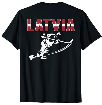 Lettland Eishockey Fans Trikot Lettische Flagge Puck Hockeyschläger T-Shirt