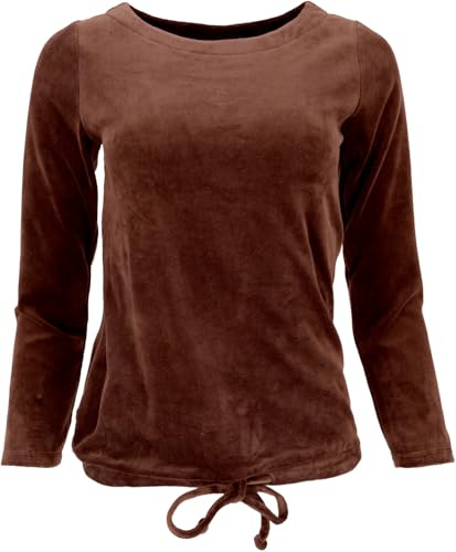 GURU SHOP Nicki-Pullover, Weiches Samtshirt, Langarmshirt - Umbra, Damen, Size:XL