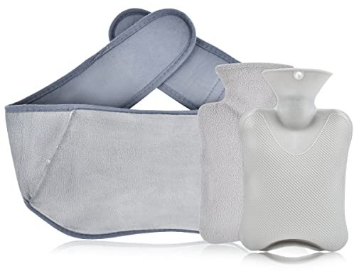 DODUOS Wärmflaschen, 3 in 1 Wärmflasche kautschuk mit Fleecebezug, Wärmflasche Gürtel für Erwachsene, Wärmflaschengürtel mit Wärmflasche für Nacken und Schulter, Rücken, Beine, Taillenwärmung