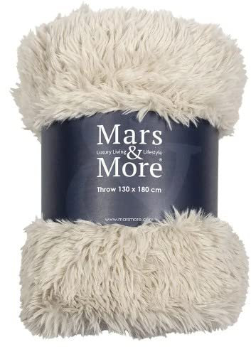 Mars & More Decke Plüsch Samt Beige Wohndecke Sofadecke