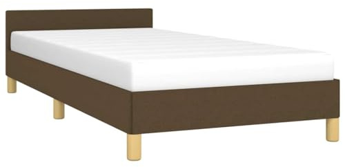 vidaXL Bettgestell mit Kopfteil Polsterbett Bett Bettrahmen Einzelbett Lattenrost Stoffbett Schlafzimmerbett Schlafzimmermöbel Dunkelbraun 80x200cm Stoff