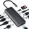 USB C Docking Station,11 in 1 Docking Station Triple Display, USB Hub Dockingstation mit 2 * 4K HDMI+Displayport+2*USB3.0+USB C Data Transfer+100W PD+Gigabit Ethernet+SD/TF +3.5mm Audio
