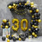 30 Geburtstag Deko, 30 Geburtstag Frauen Männer,30 Jahre Geburtstagdeko,Girlande Ballon Schwarz Gold Dekoration, Deko 30 Geburtstag Luftballons Birthday Party