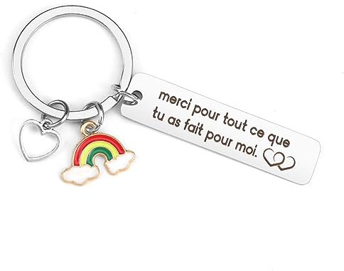 Cadeau Merci pour tout Porte Clé Merci,Cadeau Merci Nounou Amie Maitresse Collegue Docteur Maman Papa Infirmière Porte Clef Merci Personnalisable,Cadeaux Idee Cadeau Femme Homme Noel Original