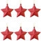 6 PCS Red Star Hanging Baubles Ornaments, 3D Glitter Christmas Tree Decorations, 5CM Bauble Star Tree Decoration