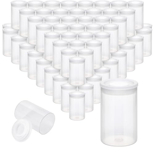 120 Stück Filmdosen mit Kappen 35mm Kunststoff Leere Kamera Spule Aufbewahrungsbehälter Fall mit Deckel für kleines Zubehör Raketen Experiment Fischhaken Film Schlüssel Münzen Kunst Perlen (klar)