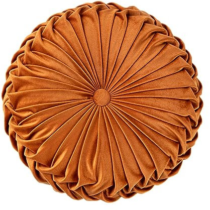Imtrub Rund Wurfkissen, 35cm Samt Plissierter Kürbis Zierkissen Gefülltes Kissen Stuhl Kissen Sitzkissen, Sofa Betten Nackenkissen, Runde Samt Kissen für Sofa Bett Stuhl Boden Auto Dekorative