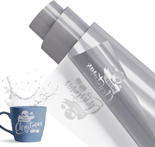 EPRCUT Vinilo Gris Brillante Adhesivo Permanente para Cricut, 30,5 cm x 457 cm Rollos Vinilo Adhesivo, Pegatinas de Pared, Tazas, Tarjetas, Pegatinas de Coche, Decoraciones Cotidianas
