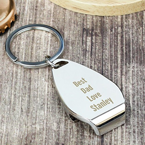 Personalised Custom Silver Plated Novelty Bottle Opener Keyring - for Him, Birthday, Christmas, Valentines, Secret Santa