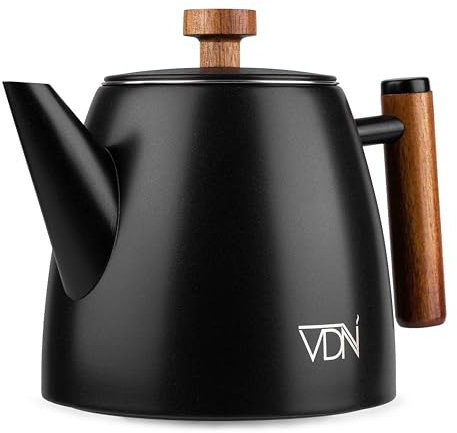 VDN Teekanne mit Siebeinsatz - Teekanne Thermo Doppelwandig - Teekanne mit Sieb aus 304 Edelstahl - Tee Kanne 100% Tropffrei - 802
