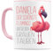 Flamingo Tasse personalisiert mit Namen Geschenk für Freundin lustige Namenstasse Kollegin Geburtstagsgeschenk Frauen Teetasse Kaffeetasse aus Keramik 330 ml
