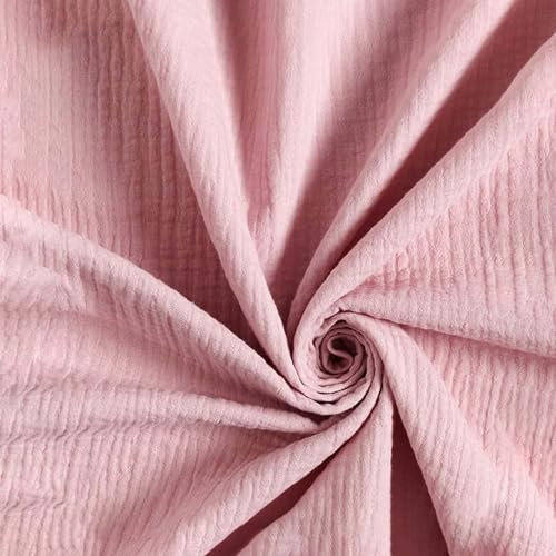 Sevira Kids Craft Loom - Tissu Double Gaze de Coton, Rose Pastel - au mètre, par 50 cm
