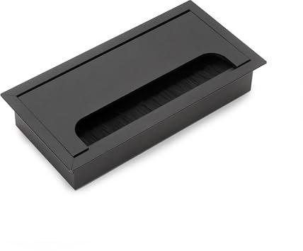 Emuca - Quadrum Kabeldurchführungstüllen, rechteckig, 159x80mm, versenkt, Aluminium, Schwarz metallic