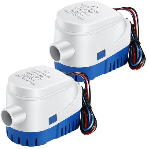 SUNSBELL Automatische Bilgepumpe, DC 12V Automatische Boots Lenzpumpe 1100GPH/70LPM, Marine Bilgenpumpe Tauchpumpe Bilgenwasser-Pumpe mit Schwimmschalter Elektrische Wasserpumpe Klein (2PCS)