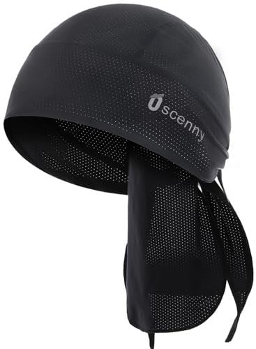 Oscenny Cycling Cap Hat Under Helmet,American Lycra Light Perforated Material Cool Quick Dry Moisture-Wicking Sun Protection Cycling Running Motorcycle Headscarf(Lycra,Black)