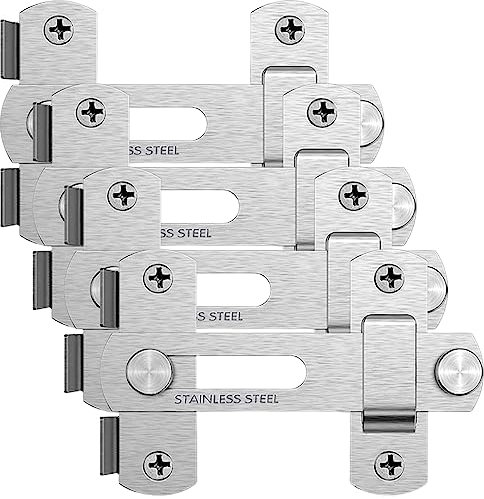 ZEECER Gate Latch, 4 Pack 4-Inch Thicker Stainless Steel Gate Latches, Sliding Door Latch Lock Hardware, Flip Garden Gate Locks for Wooden Gates Outdoor Fence Barn Door Cabinet Window Closet Silver