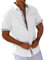 Generic Chemisette Homme Chemise Homme Lin Tee Shirt Homme Col V Chemise Noir Chemise en Lin Hawaiian Shirt Chemise A Fleur Homme Chemise Homme Chemise Hawaïenne Chemise Homme Lin Blanc XL