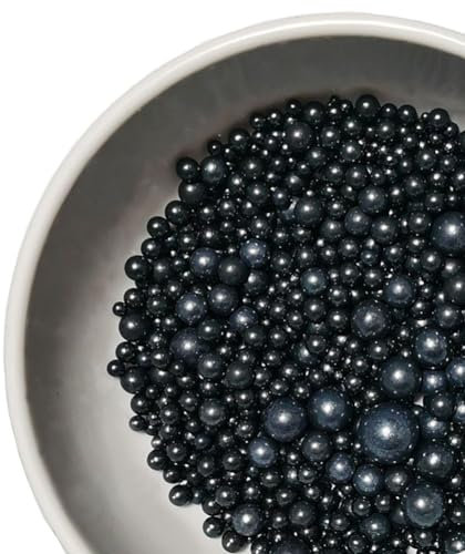 Schwarz Perle Zuckerstreusel Essbare Süßigkeiten Perlen 120g, Mischgröße, Backkuchen Dekorationen, Eis Toppings und Cookie Dekoration, Hochzeit Geburtstagsparty Halloween Chirstmas Zubehör