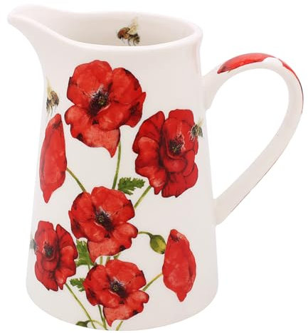 Lesser & Pavey Sarah Boddy BeeTanical Poppy Jug | Ceramic or Glass for Kitchen Use | Beautiful Cream or Milk Jug for Daily Needs | Versatile Water Jug