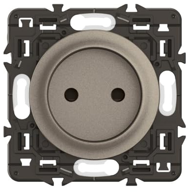 LEGRAND - Prise Electrique Murale sans Terre Céliane Surface Confort - Prise Affleurante avec Socle Rétractable - Titanium - A compléter avec une plaque