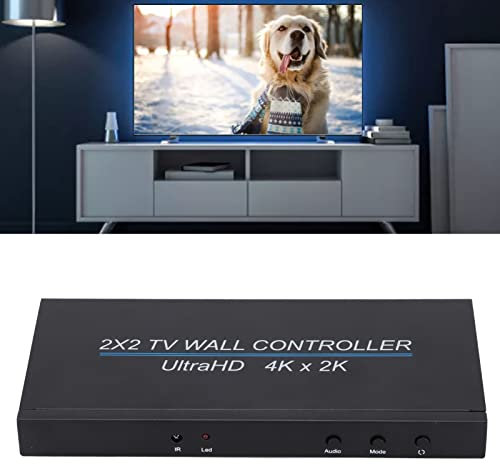 Video Wall Controller 2X2, 4K 60Hz 2x2 TV Video Wall Controller Stitching Processor Splicer 2x1 3x1 1x3 1x2 4x1 1x4 HD Video Splitter für PS4 HDTV (EU-Stecker)