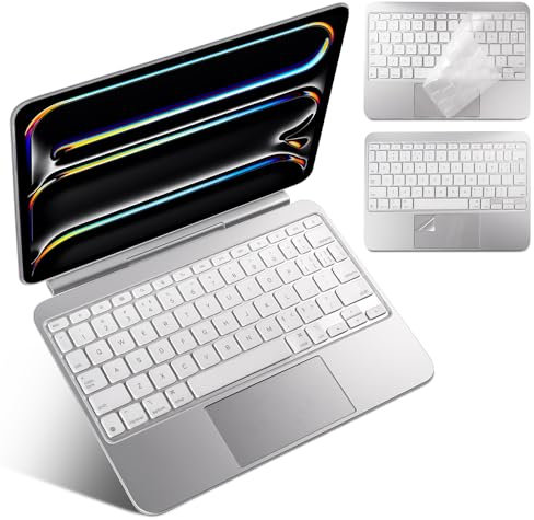 immoenuc 3-in-1 Ultra Thin Keyboard Cover Protector for 2025 iPad Air M3 (A3266/A3267),iPad Pro M4 (A2836/A2837) 11 inch Magic Keyboard (US Version) Transparent TPU Material with Touchpad Film