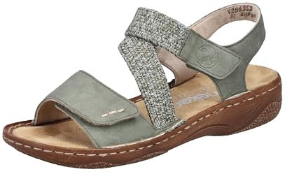 Rieker Femme V2862 Sandales Bride Cheville, Vert, 38 EU