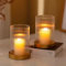 Glasseam Windlicht Glas Kerzenhalter Stumpenkerzen: 2er Set Windlichter Kerzenhalter Gold Kerzenständer Glaszylinder mit Metall Kerzenteller für Wohnzimmer Windlicht Outdoor für Tisch Dekoration
