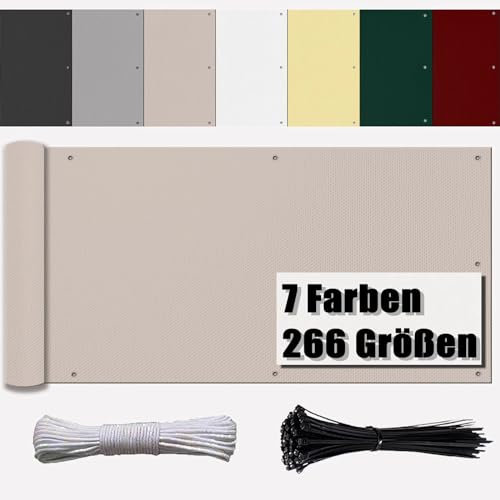 Ufamiluk Brise Vue 1m20 de Hauteur avec Oeillets Attaches de câble et Cordons Solaire Toile Brise Vue Jardin pour Balcon Terrasse Jardin Patio Taupe 120x1500cm
