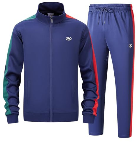 ANOTWENER Herren Trainingsanzüge Sets lässig lange Ärmel voller Reißverschluss Jacke und Jogginghose Jogginganzug Sport Outfits JW-7117-XL