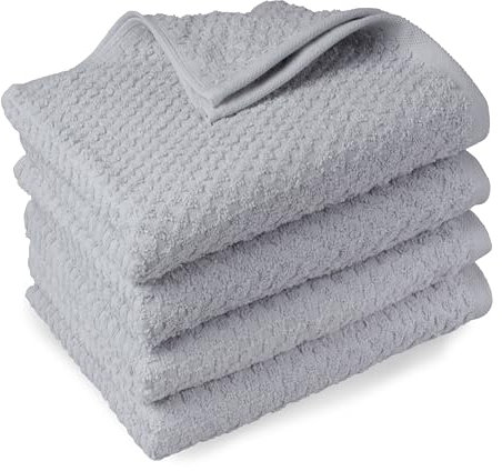 DoubleDry Popcorn Handtücher Set– 4er Set 70x140 cm Baumwolle – 420 g/m² – Weich & Saugstark – Badetuch badehandtücher - Oeko-Tex Made in Green Zertifiziert (Hell Grau)