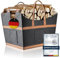 Korb für Kaminholz - Brennholzkorb mit 2 Möglichkeiten der Nutzung, Extra Dicker 4 MM Kaminholzkorb mit 2 Taschen, Vielseitiger Feuerholzkorb für 70 L Holz und Zeitung (Dunkelgrau, 50x35x40cm)