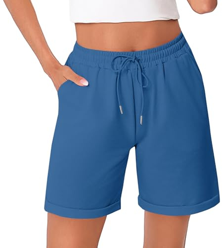 Litherday Shorts Damen Kurze Hose Damen Sporthose Kurz Baumwolle Sport Shorts Sommer Jogginghose Traininghose mit Taschen für Fitness, Running, Gym