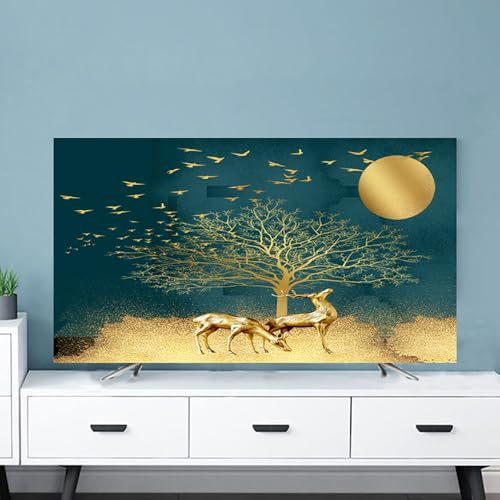 Hixingo Cubierta Antipolvo para TV, Universal Funda para Televisor Elástico Protector para Smart TV, Cubierta de Televisión Pantalla de Funda 32-80 (58-60(140x85cm),Ciervo)