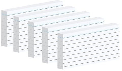 Fhlbestyu Karteikarte A7, 500 Stücke, 7,4 x 10,5 cm Linierte Karteikarte für Mark, Rezeptaufzeichnung, Hinterlasse eine Nachricht, Unterwegs Vokabel Lernen (Weiß)
