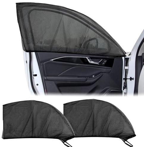 2 Piezas Parasol Coche Lateral Ventana, Ajustable Lateral Ventana Coche Trasero Sombrilla, Mosquitera para Coche de Doble Tejido, Parasol Coche Lateral, para Máxima Protección contra Rayos UVA