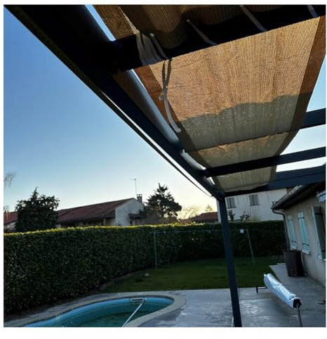 Rygcrud Awnings Sail, Outdoor Pergola Sun Shade Cover Cloth, Roof Pergola Canopy - Strip Fabric with Grommets UV Block for Garden Deck(0.4x4m(15.8 x13.1'))