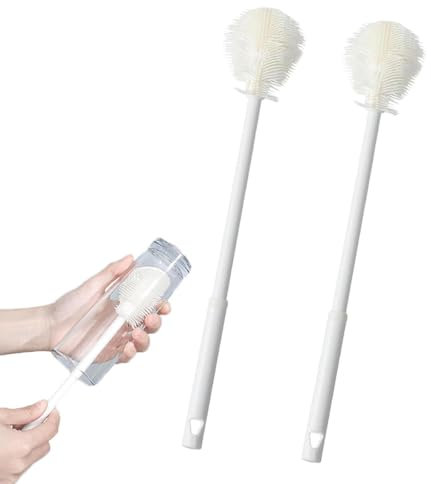 2PCS Bloame All Angle Bottle Brush, Bloame Cleaning Brush, Multifunction Long Handled Silicone 360° Rotating Cleaning Cup Brush, Water Cups, Coffee Mugs, Bottle