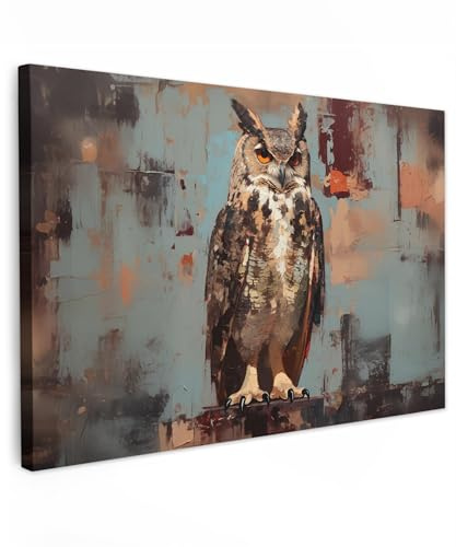 MuchoWow© Wandbilder Groß XXL Schlafzimmer Home Deko Wohnung Bild | 120x80 cm - Wohnzimmer Fotoleinwand Wand Bilder Leinwand Wall Decor Geschilderd - Abstract - Uil - Bruin