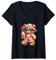Femme Tenue d'été en peluche rose à pois T-Shirt avec Col en V