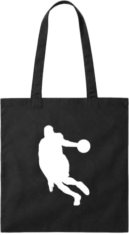 Huuraa Jutebeutel Basketball Silhouette Geschenk | Baumwollbeutel 10 Liter Stoffbeutel Beutel aus Baumwolle Tasche Geschenkidee Einkaufstasche Langen Henkel