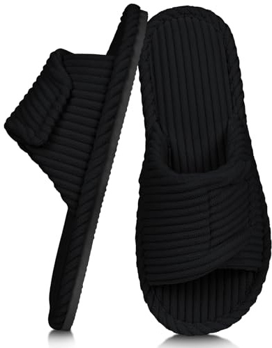 Alaoo Chaussons Femme Homme Hiver Chaud Mémoire Forme, Noir 42-43EU