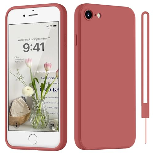 HGH für iPhone SE 3/2 (2022/2020), für iPhone 8/7 Hülle Silikon, Rot | Handyhülle für iPhone 8/7/SE 3/2 Dünn Rundumschutz mit Microfiber-Innenfutter Kratzfest
