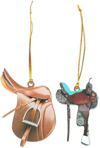SEWACC Western Pferdesattel Anhänger Auto Deko Sattel Ornament Hängend Mittelgroß Acryl Rückspiegel Schmuck